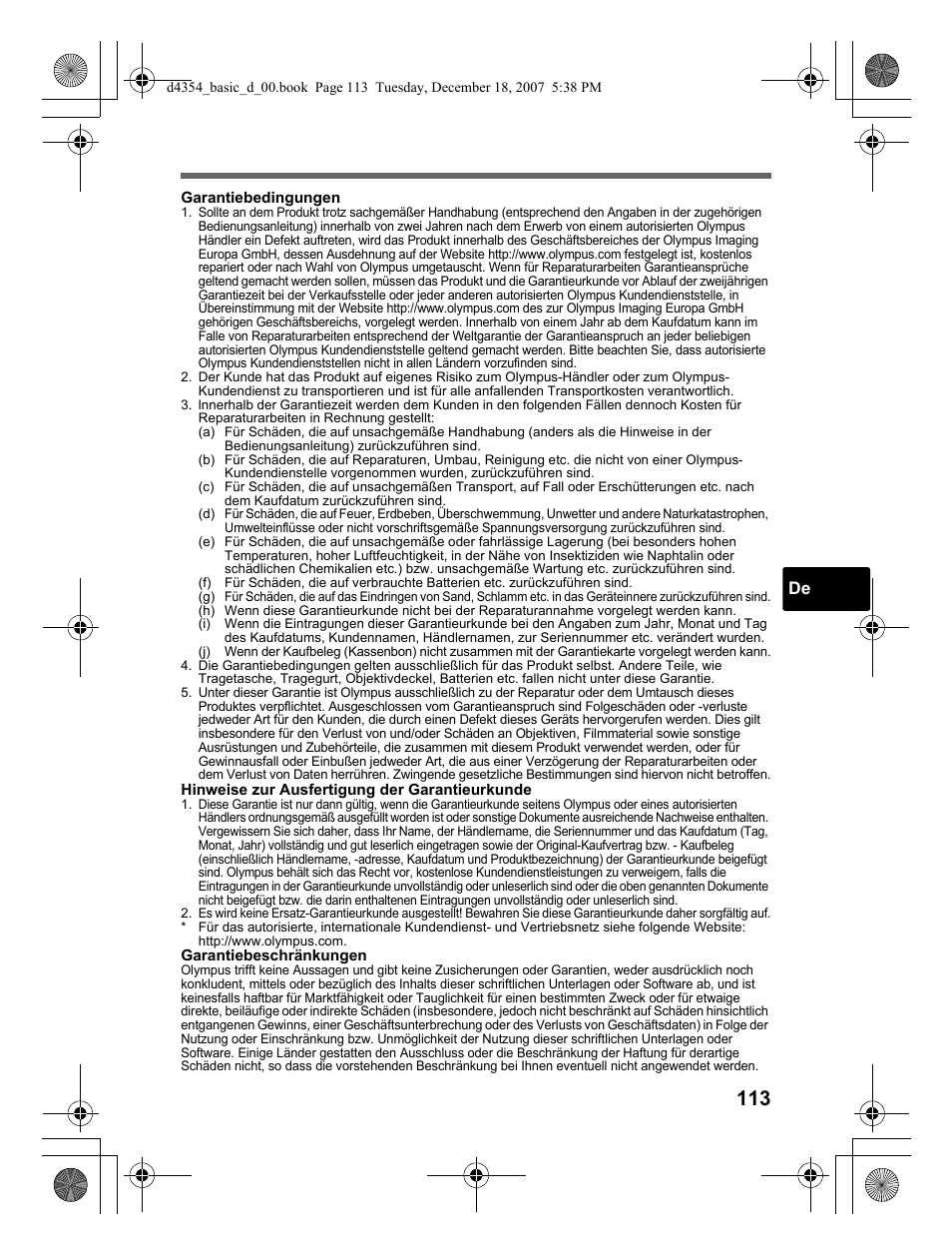 Olympus Stylus 1030 SW User Manual | Page 113 / 148