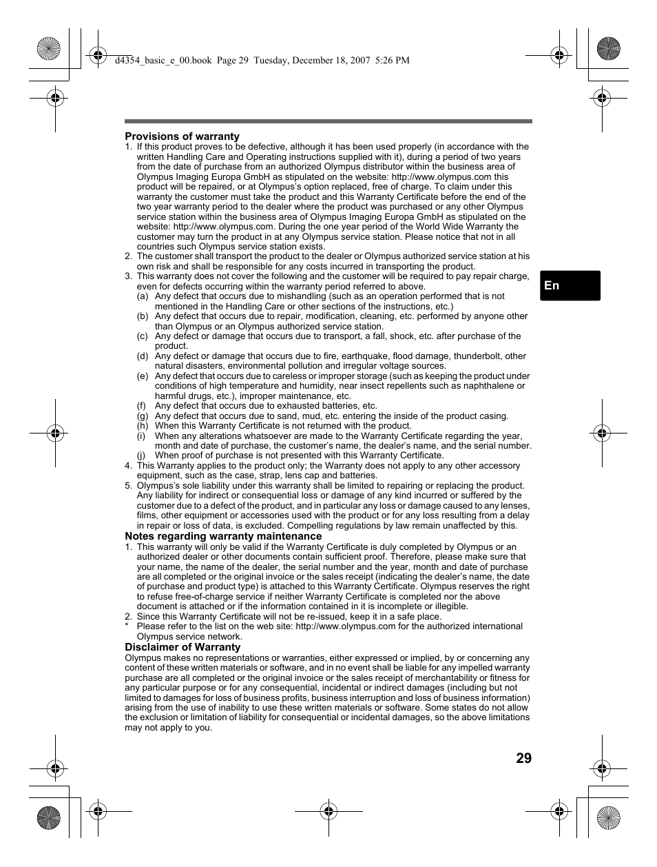 Olympus Stylus 1030 SW User Manual | Page 29 / 148