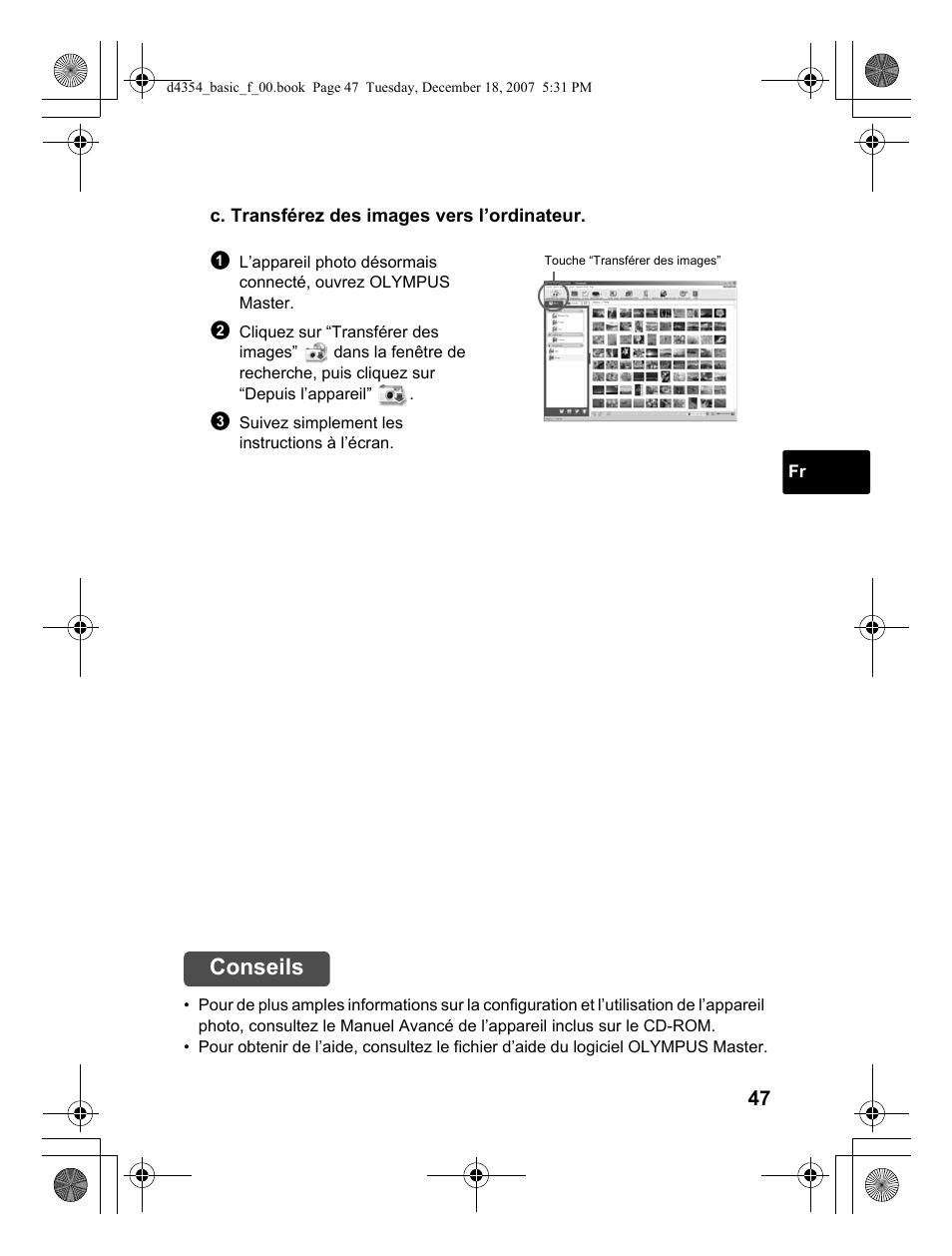 Conseils | Olympus Stylus 1030 SW User Manual | Page 47 / 148