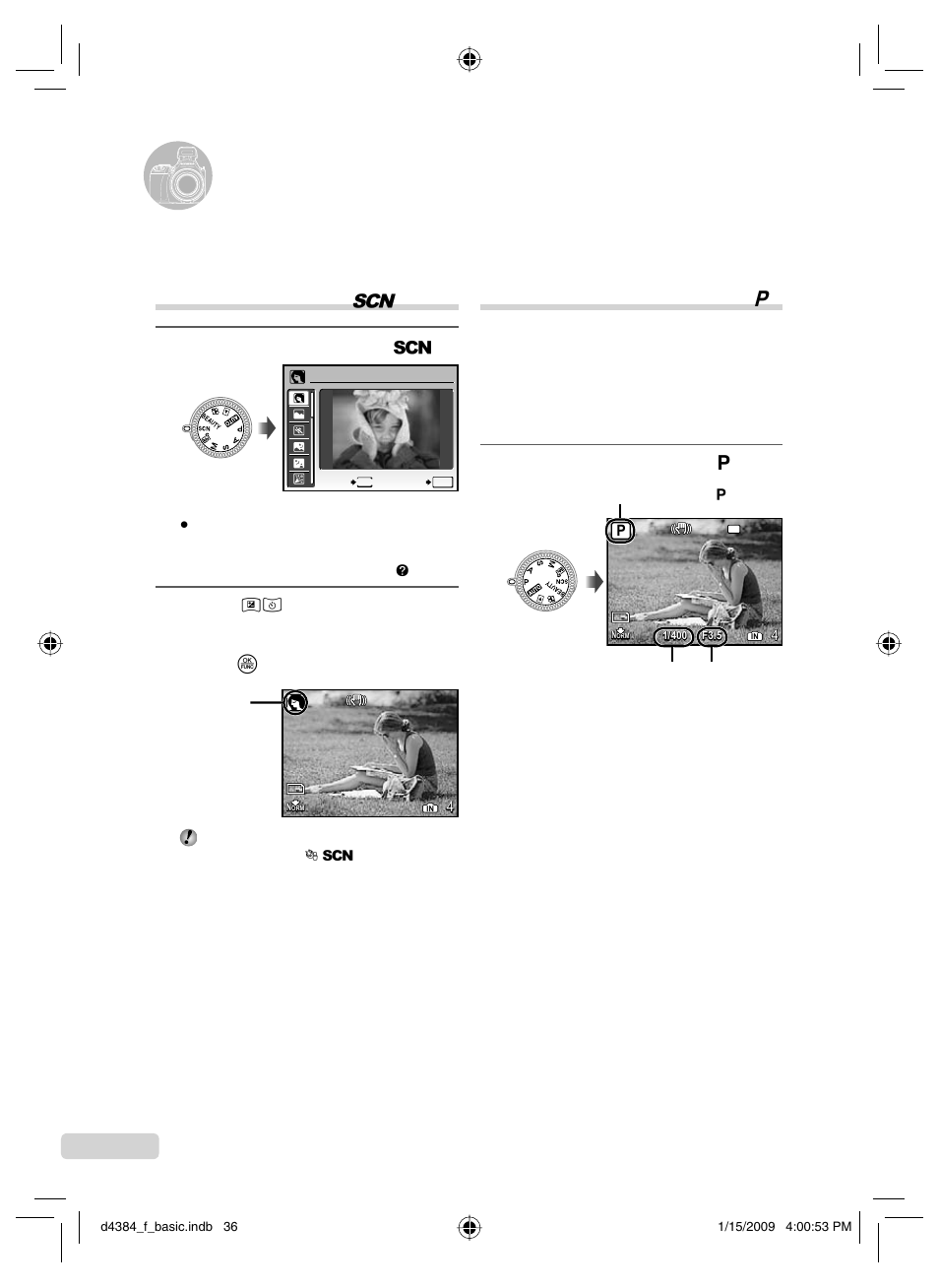 Utiliser les modes de prise de vue, 36 fr | Olympus SP-590UZ User Manual | Page 36 / 132