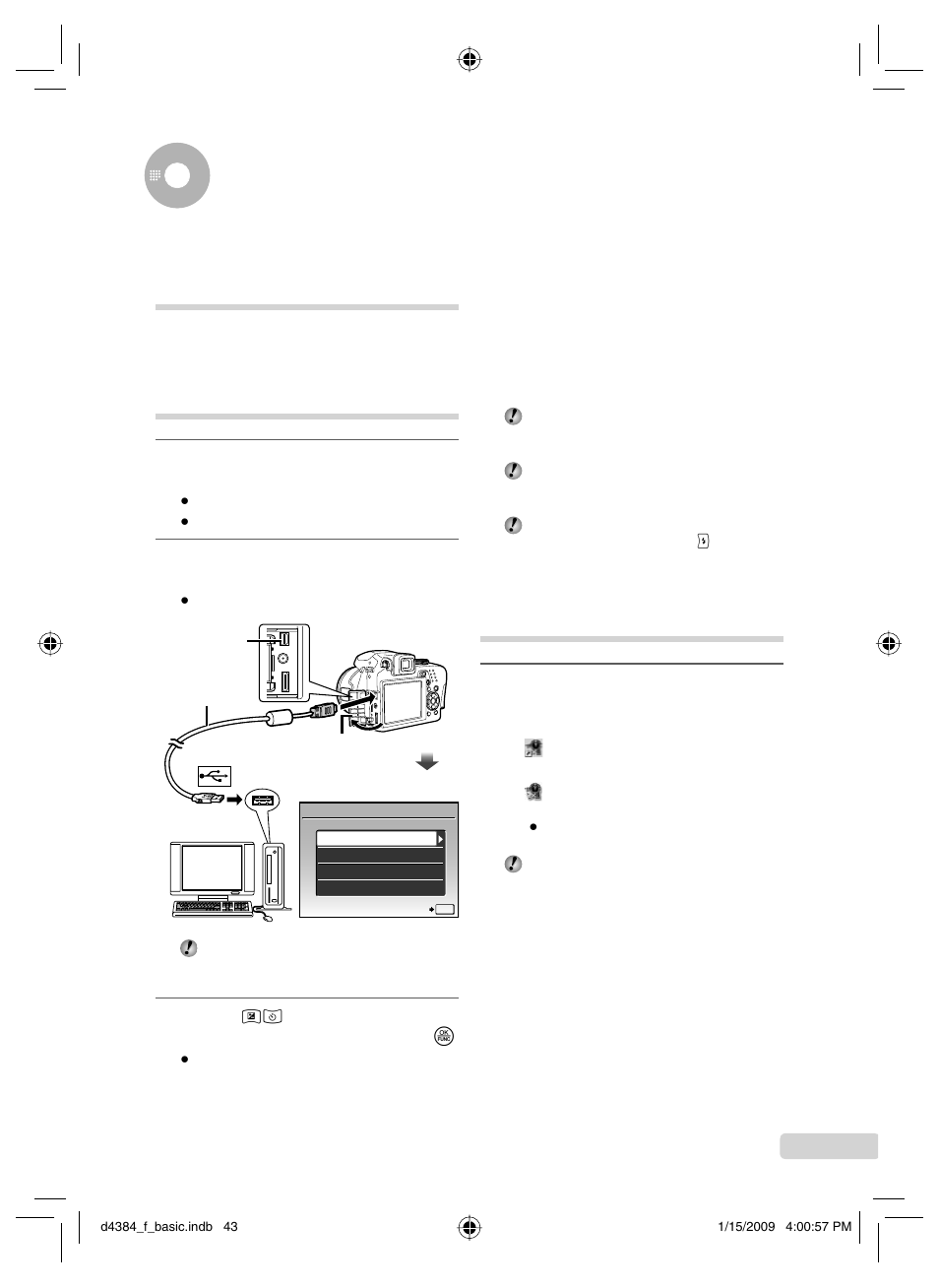 Utiliser olympus master 2, Connecter l’appareil photo à un ordinateur, Lancer olympus master 2 | Olympus SP-590UZ User Manual | Page 43 / 132