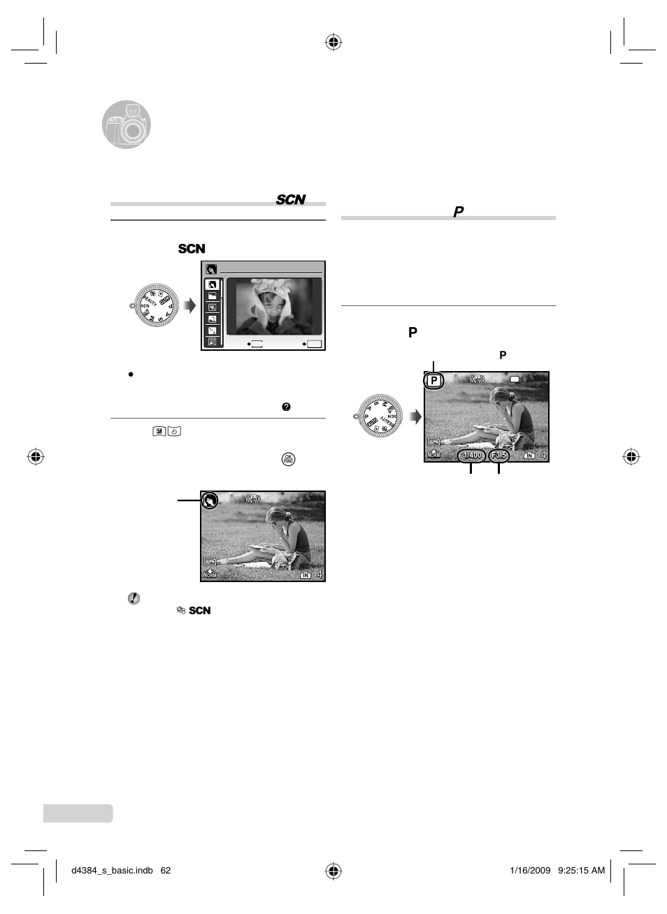 Uso de los modos de toma, 62 sp | Olympus SP-590UZ User Manual | Page 62 / 132