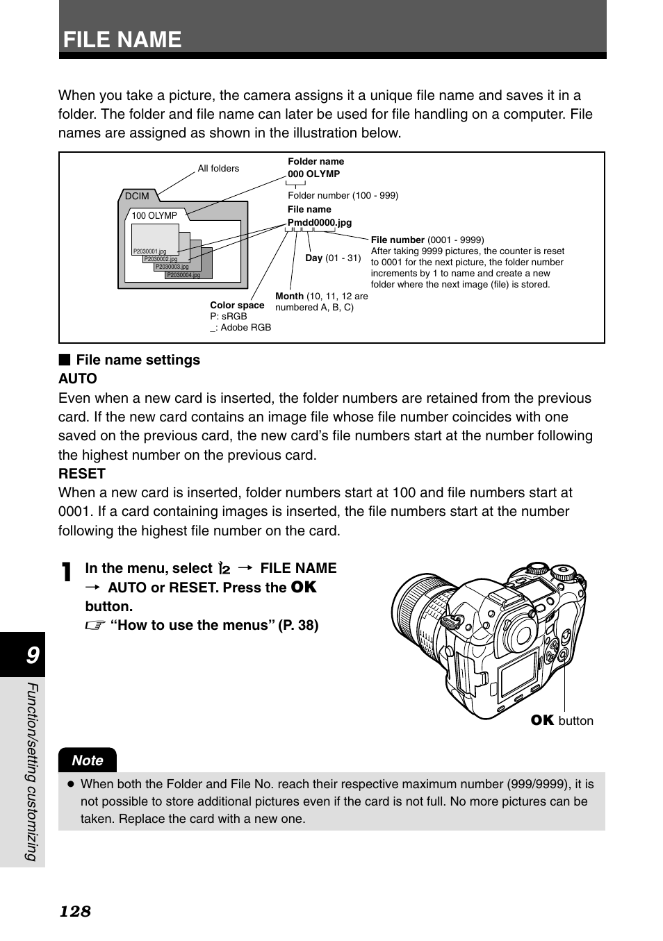 File name | Olympus E-1 User Manual | Page 128 / 182