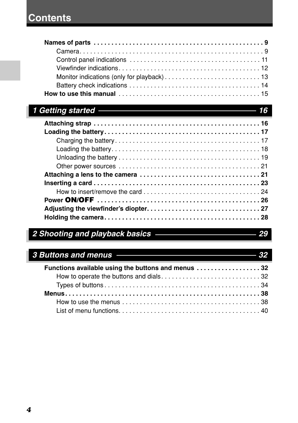 Olympus E-1 User Manual | Page 4 / 182