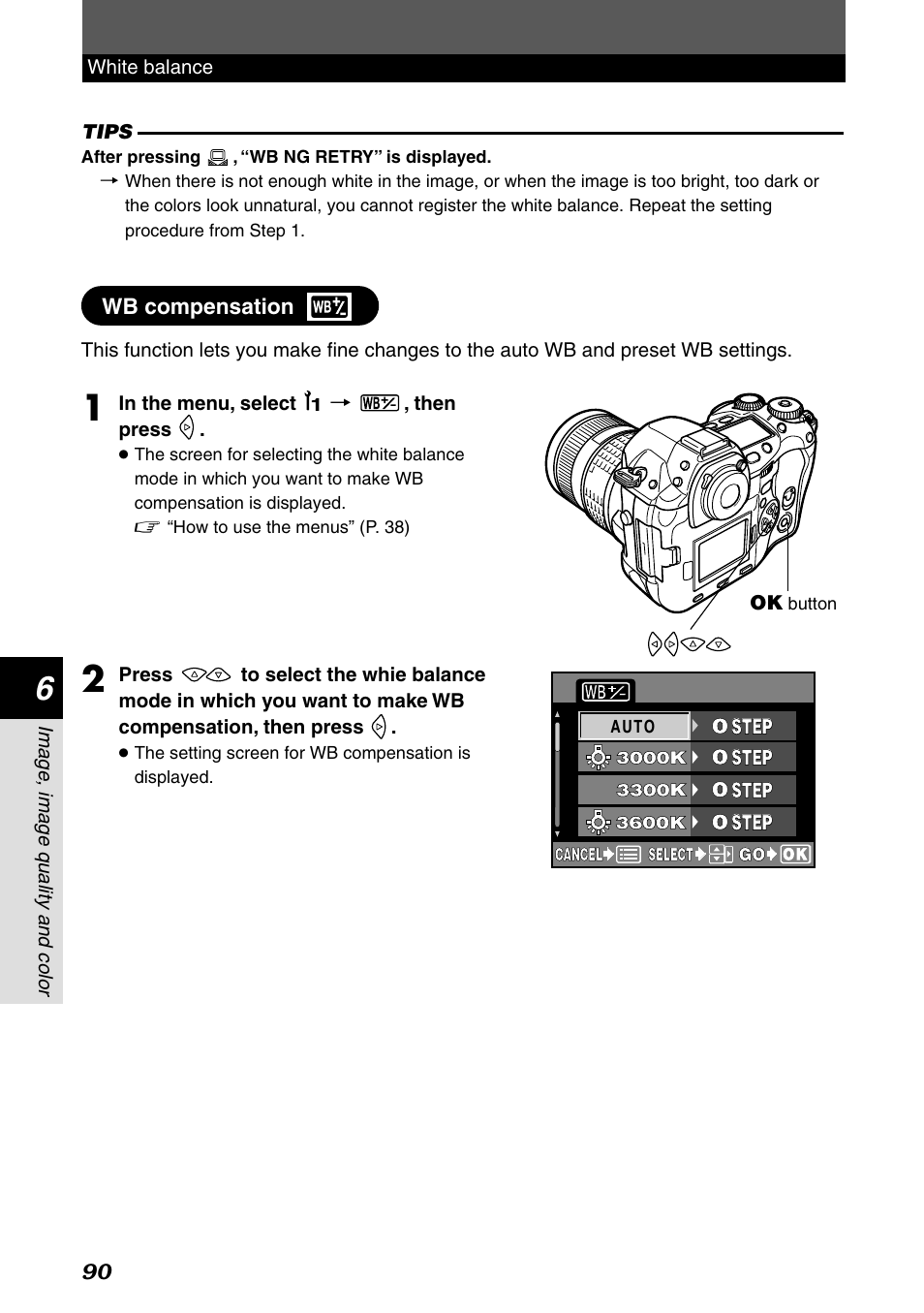 Wb compensation | Olympus E-1 User Manual | Page 90 / 182