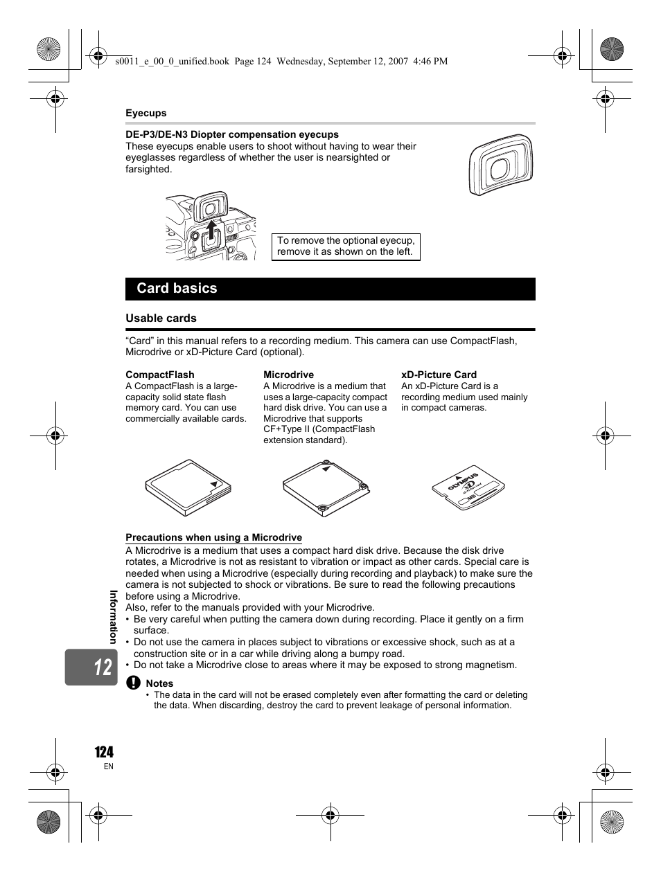 Card basics | Olympus E-3 User Manual | Page 124 / 156