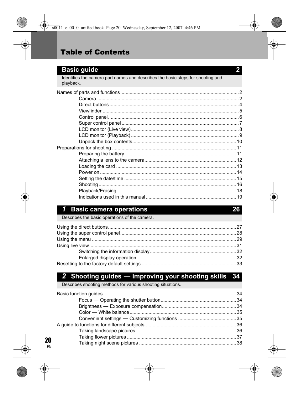 Olympus E-3 User Manual | Page 20 / 156