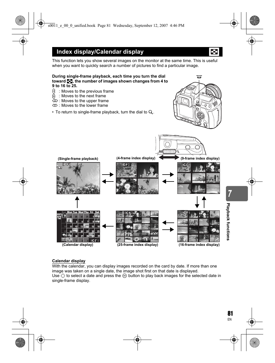 Index display/calendar display | Olympus E-3 User Manual | Page 81 / 156