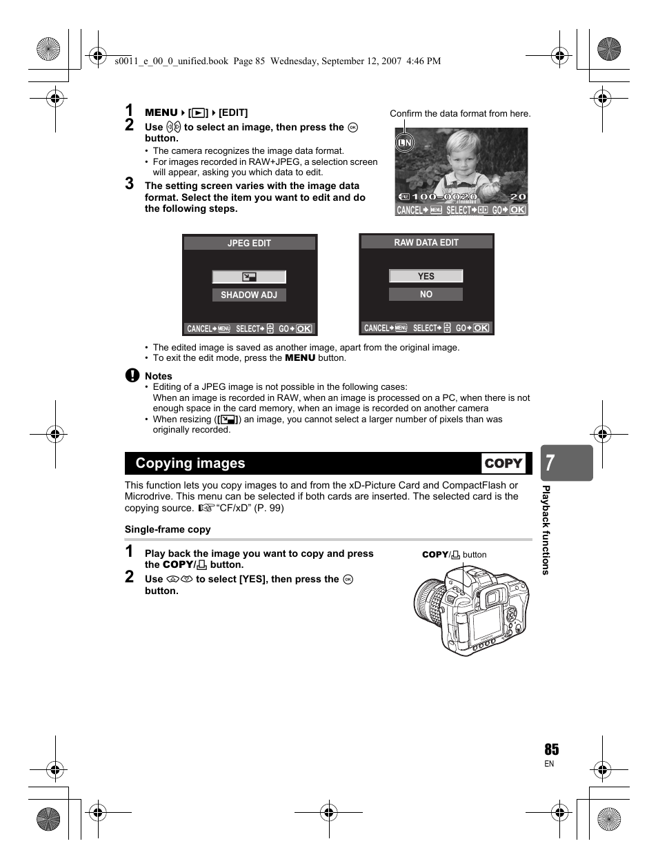 Copying images | Olympus E-3 User Manual | Page 85 / 156