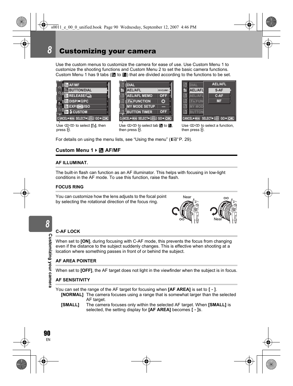 Customizing your camera | Olympus E-3 User Manual | Page 90 / 156