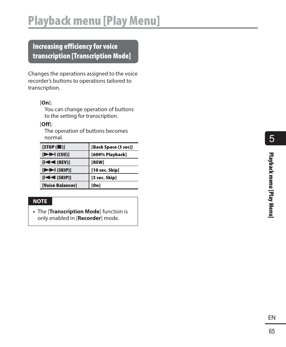 Playback menu [play menu | Olympus DM-901 User Manual | Page 65 / 133