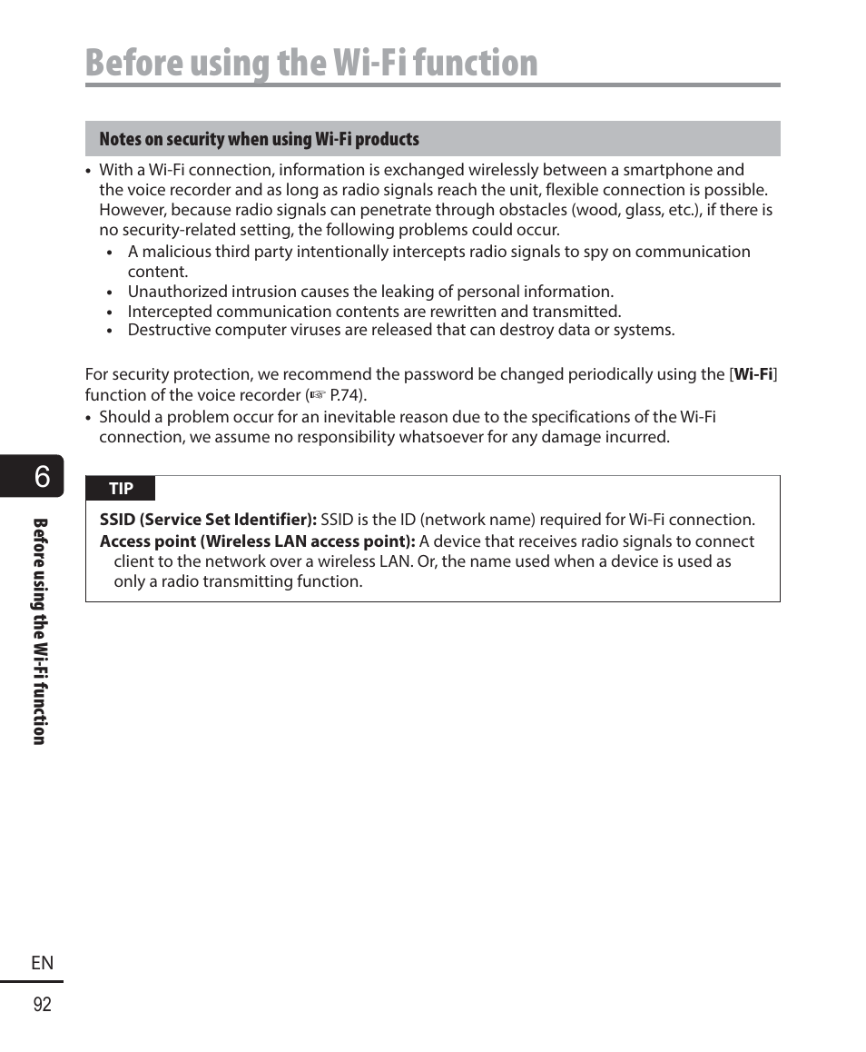Before using the wi-fi function | Olympus DM-901 User Manual | Page 92 / 133
