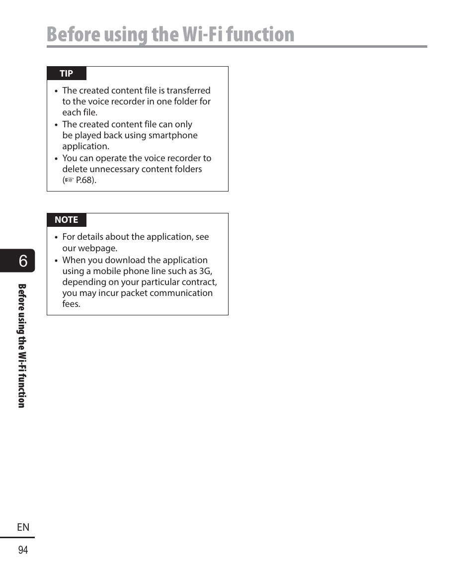 Before using the wi-fi function | Olympus DM-901 User Manual | Page 94 / 133