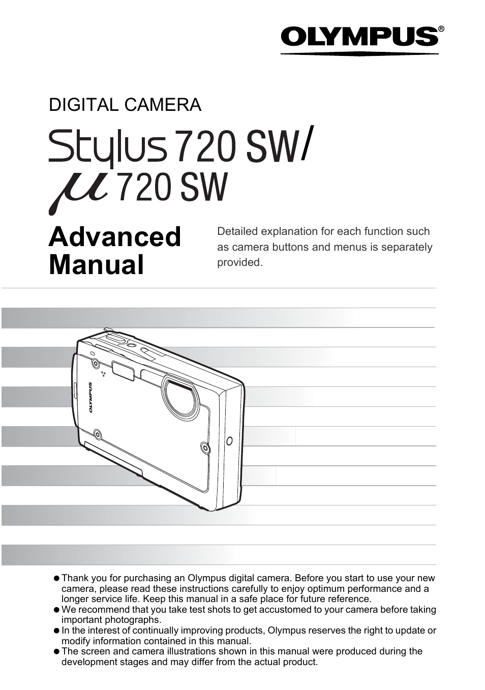 Olympus Stylus 720 SW User Manual | 83 pages