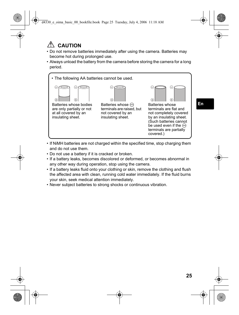 Caution | Olympus FE-180 User Manual | Page 25 / 108