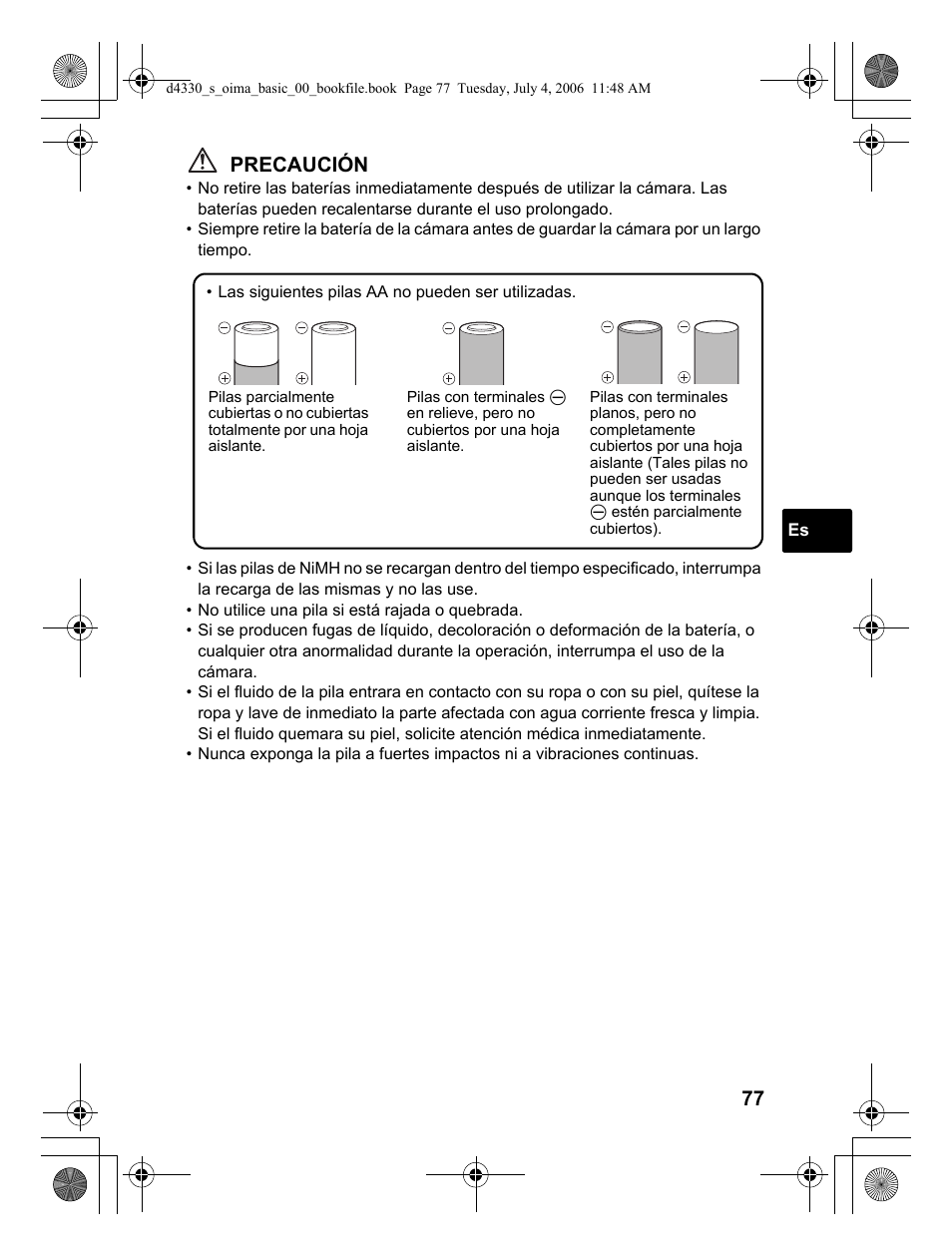 Precaución | Olympus FE-180 User Manual | Page 77 / 108