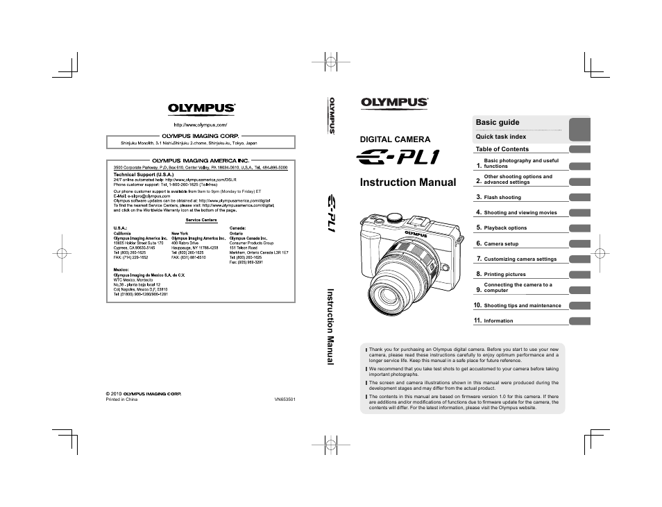 Olympus E-PL1 User Manual | 124 pages