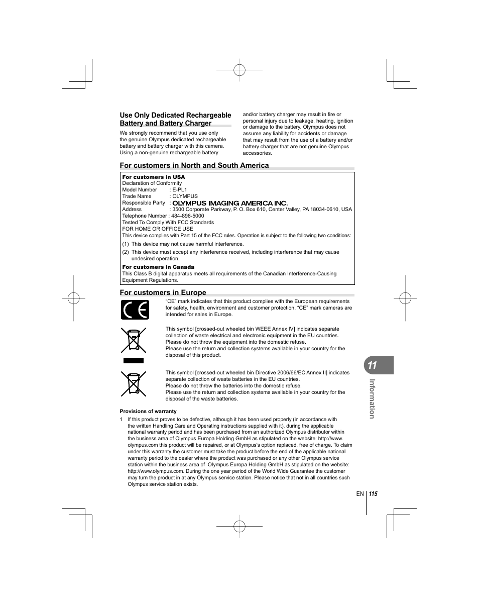 Olympus E-PL1 User Manual | Page 115 / 124