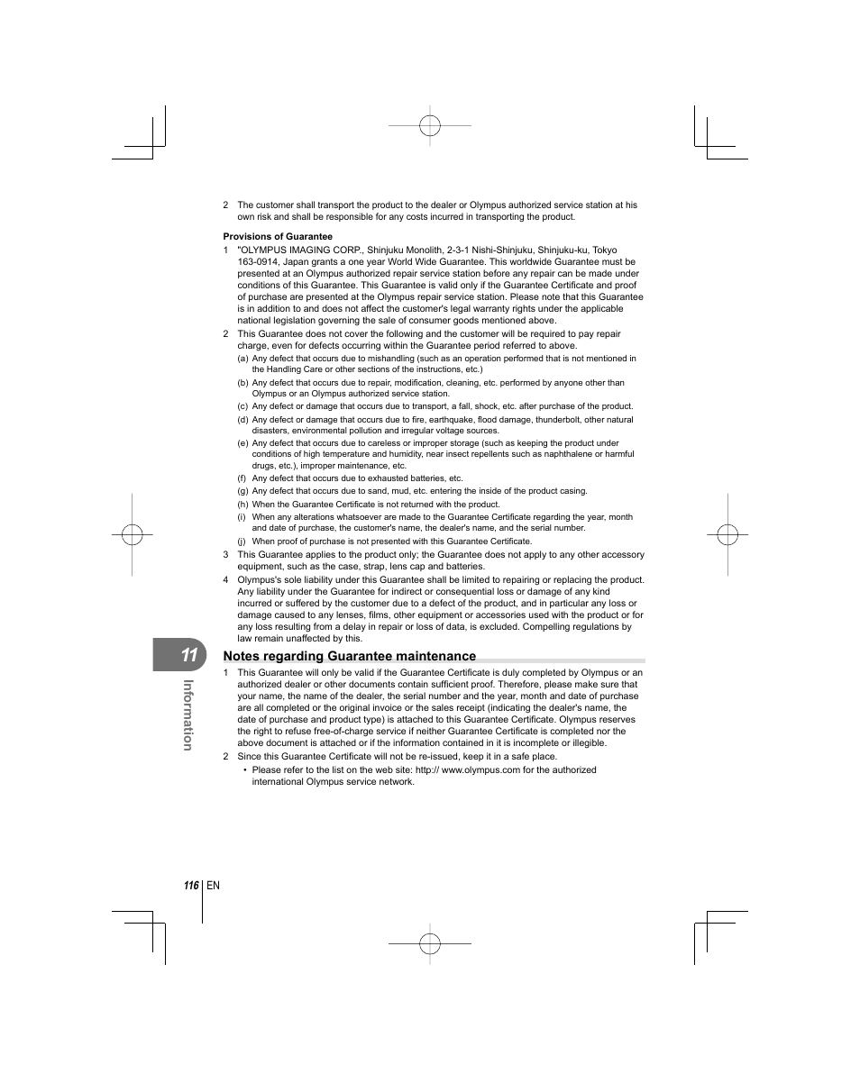 Information | Olympus E-PL1 User Manual | Page 116 / 124