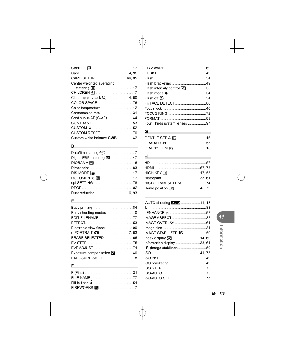 Olympus E-PL1 User Manual | Page 119 / 124