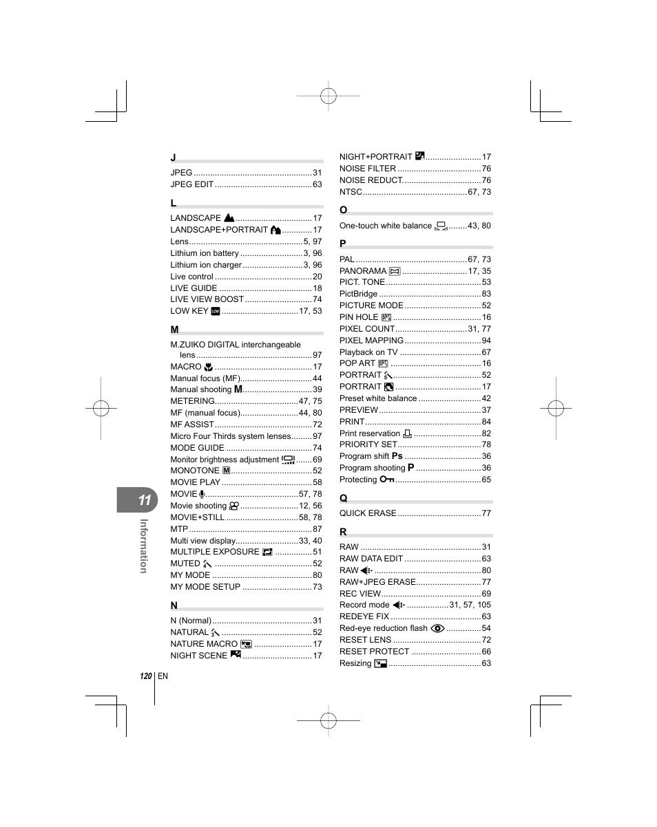 Olympus E-PL1 User Manual | Page 120 / 124