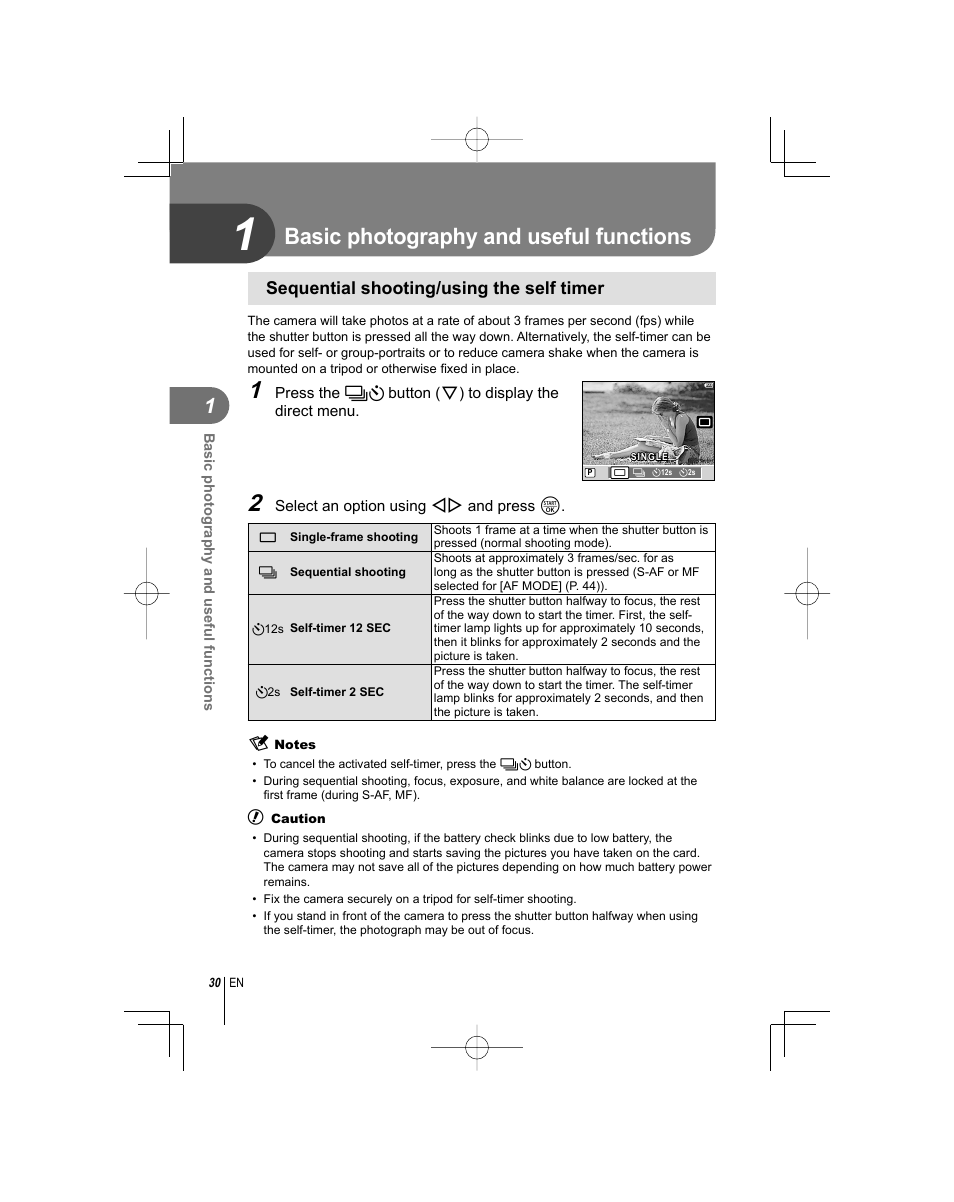 Basic photography and useful functions | Olympus E-PL1 User Manual | Page 30 / 124