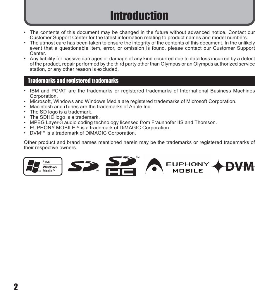 Introduction | Olympus LS-10 User Manual | Page 2 / 71