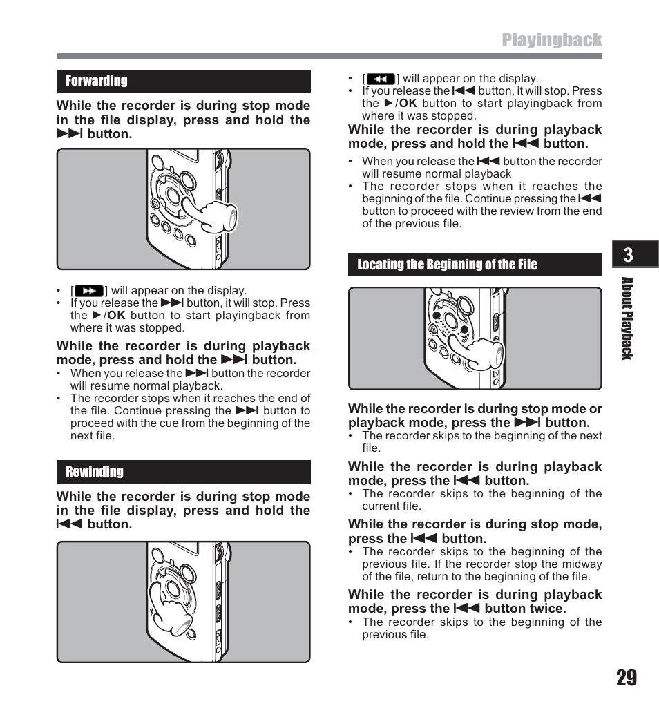 Playingback | Olympus LS-10 User Manual | Page 29 / 71