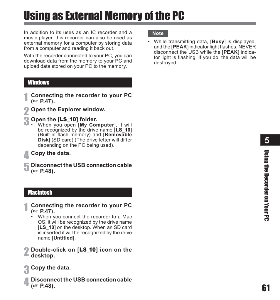Olympus LS-10 User Manual | Page 61 / 71