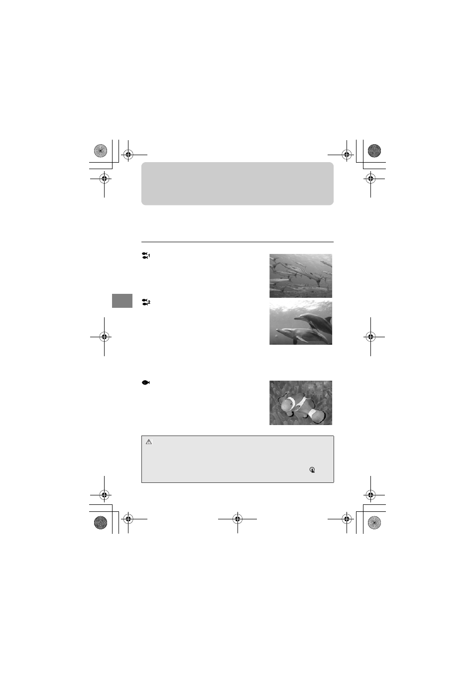 Unterwasseraufnahme bei verwendung eines, Aufnahmeprogramms, Die verfügbaren unterwasser-aufnahmeprogramme | Olympus PT-035 User Manual | Page 138 / 268