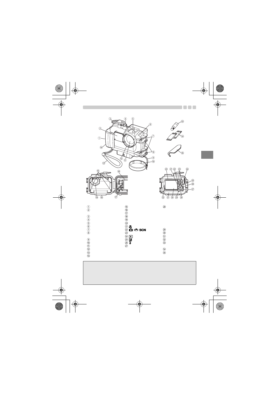 Names of the parts | Olympus PT-035 User Manual | Page 49 / 268