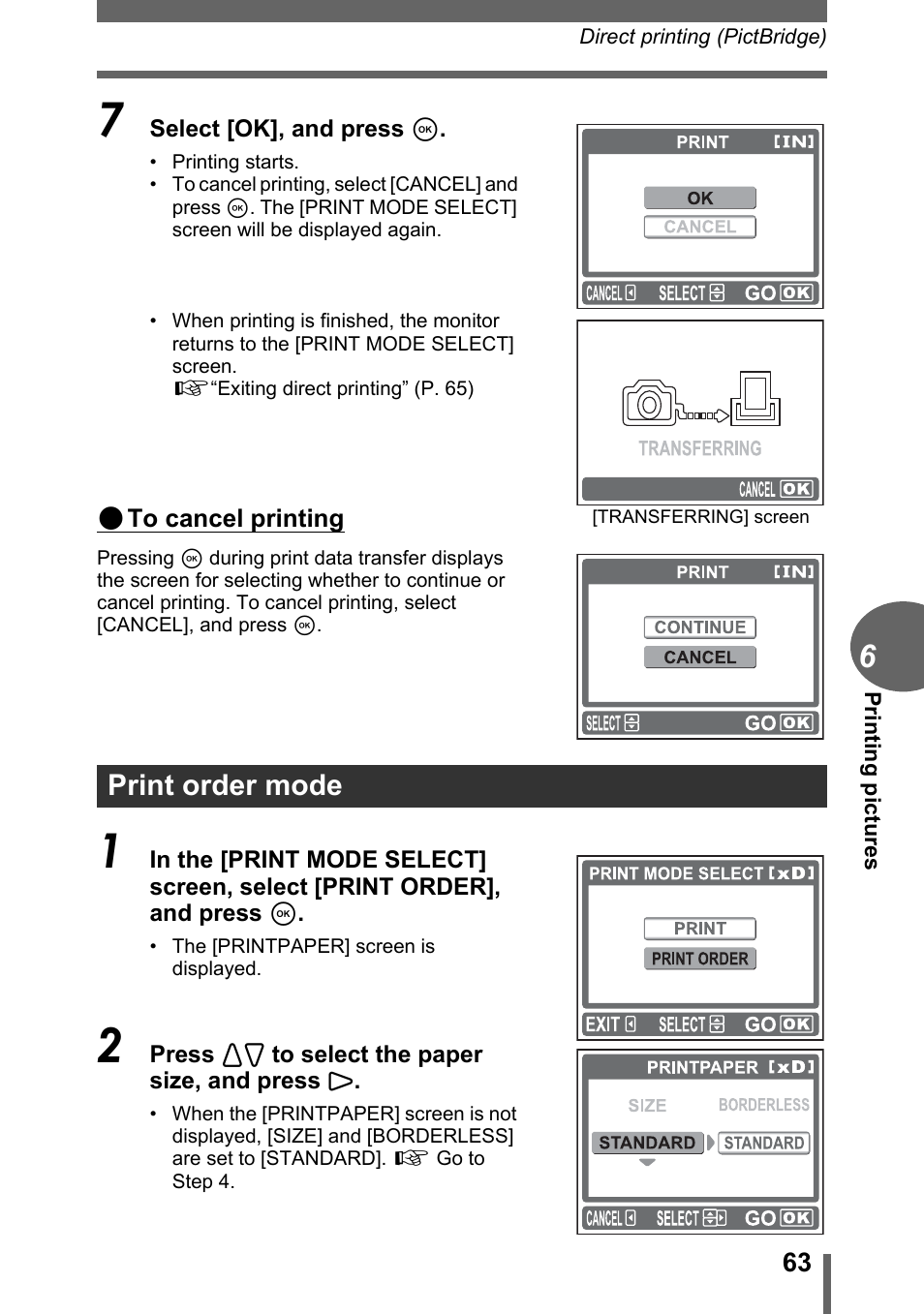 Print order mode | Olympus FE-115 User Manual | Page 63 / 110