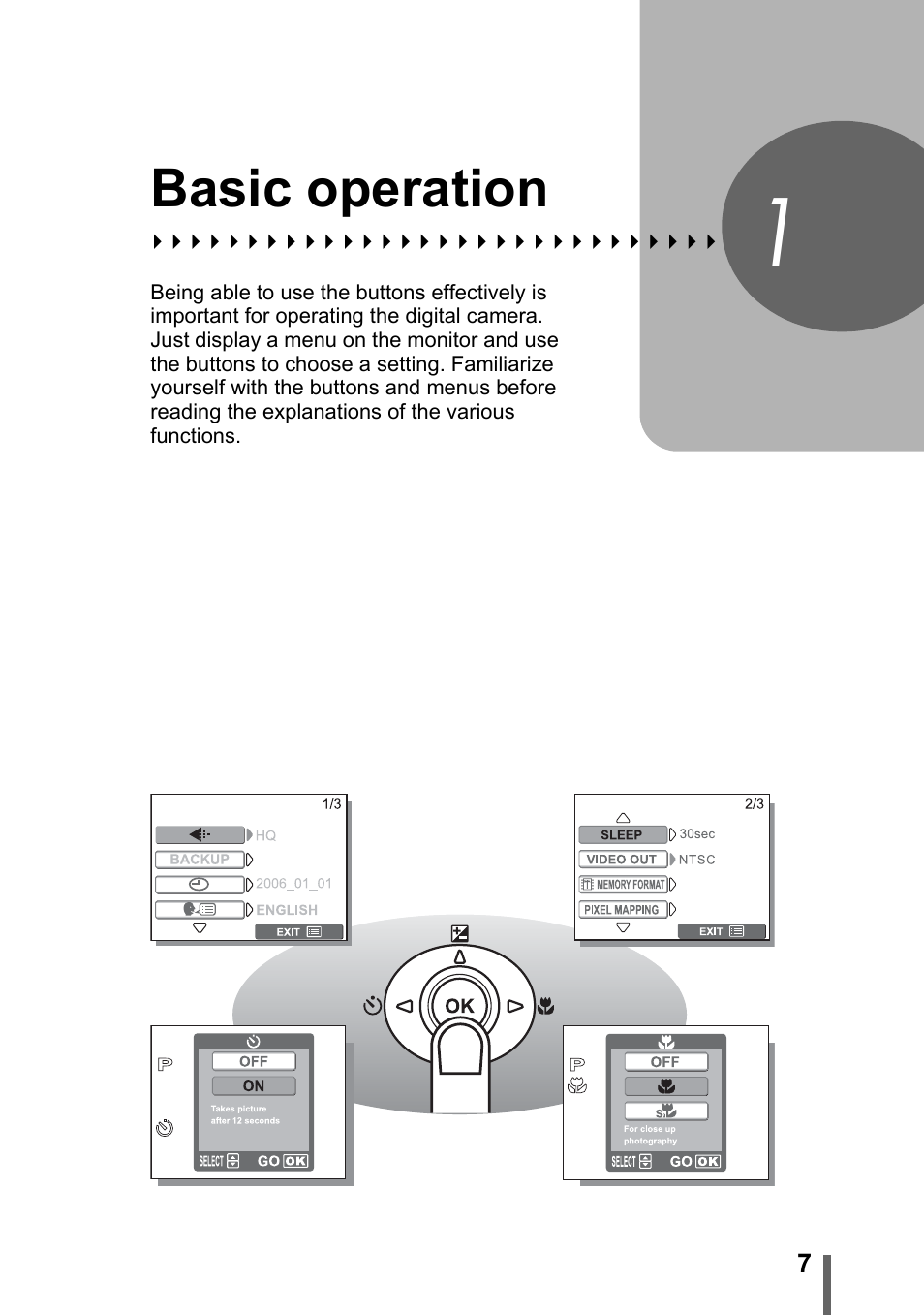 1 basic operation, Basic operation, P. 7 | Olympus FE-115 User Manual | Page 7 / 110