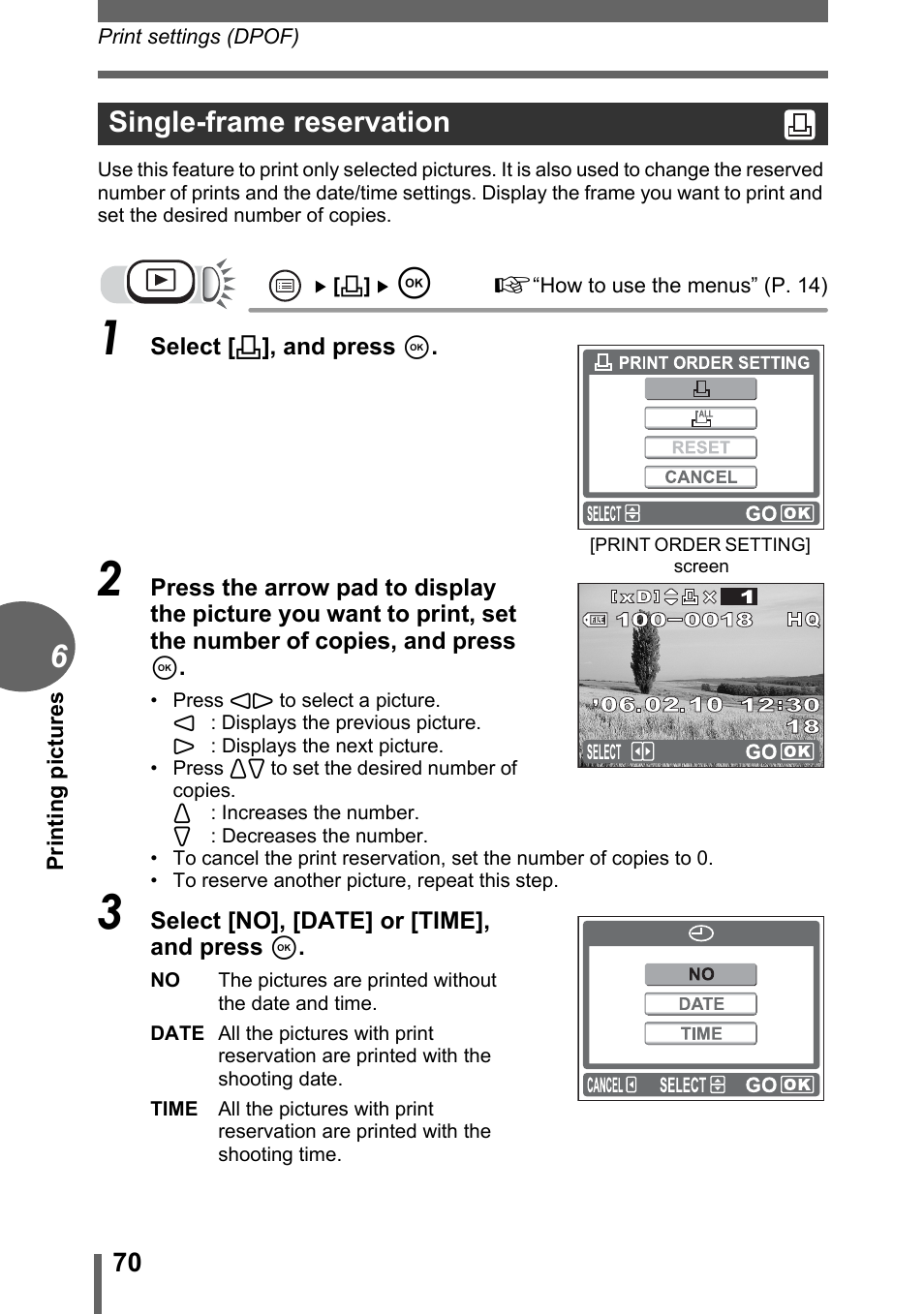 Single-frame reservation | Olympus FE-115 User Manual | Page 70 / 110