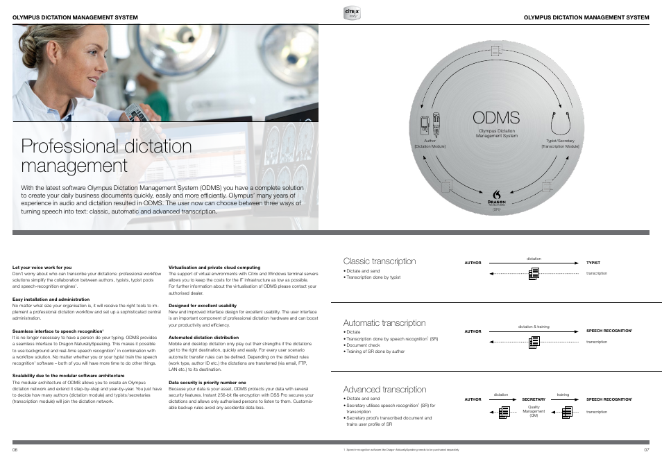 Professional dictation management, Odms | Olympus RS31 User Manual | Page 5 / 14