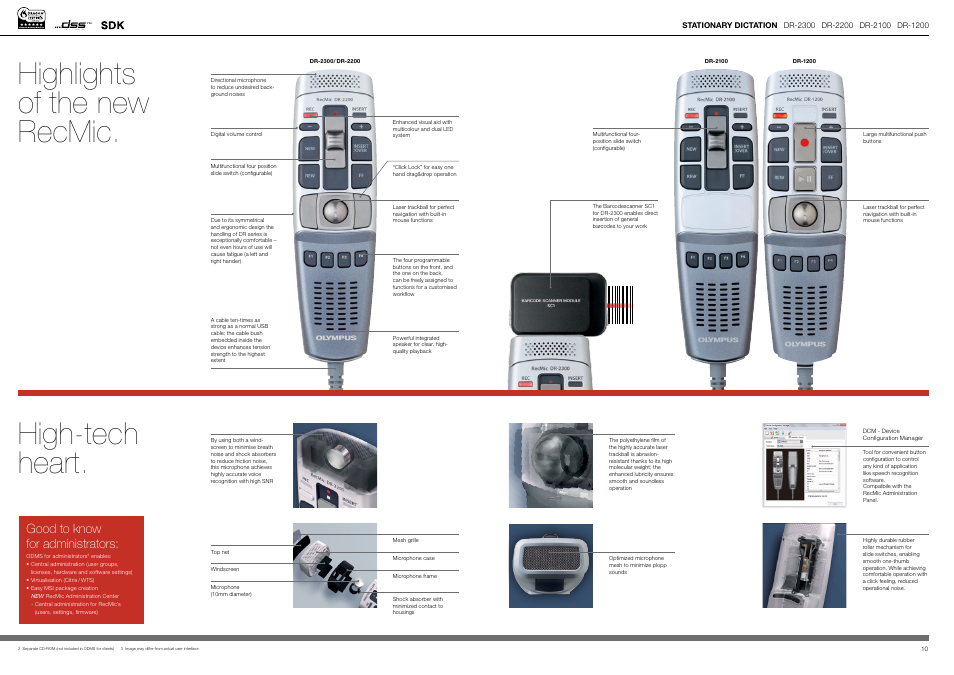 Highlights of the new recmic, High-tech heart, Good to know for administrators | Olympus RS31 User Manual | Page 8 / 14