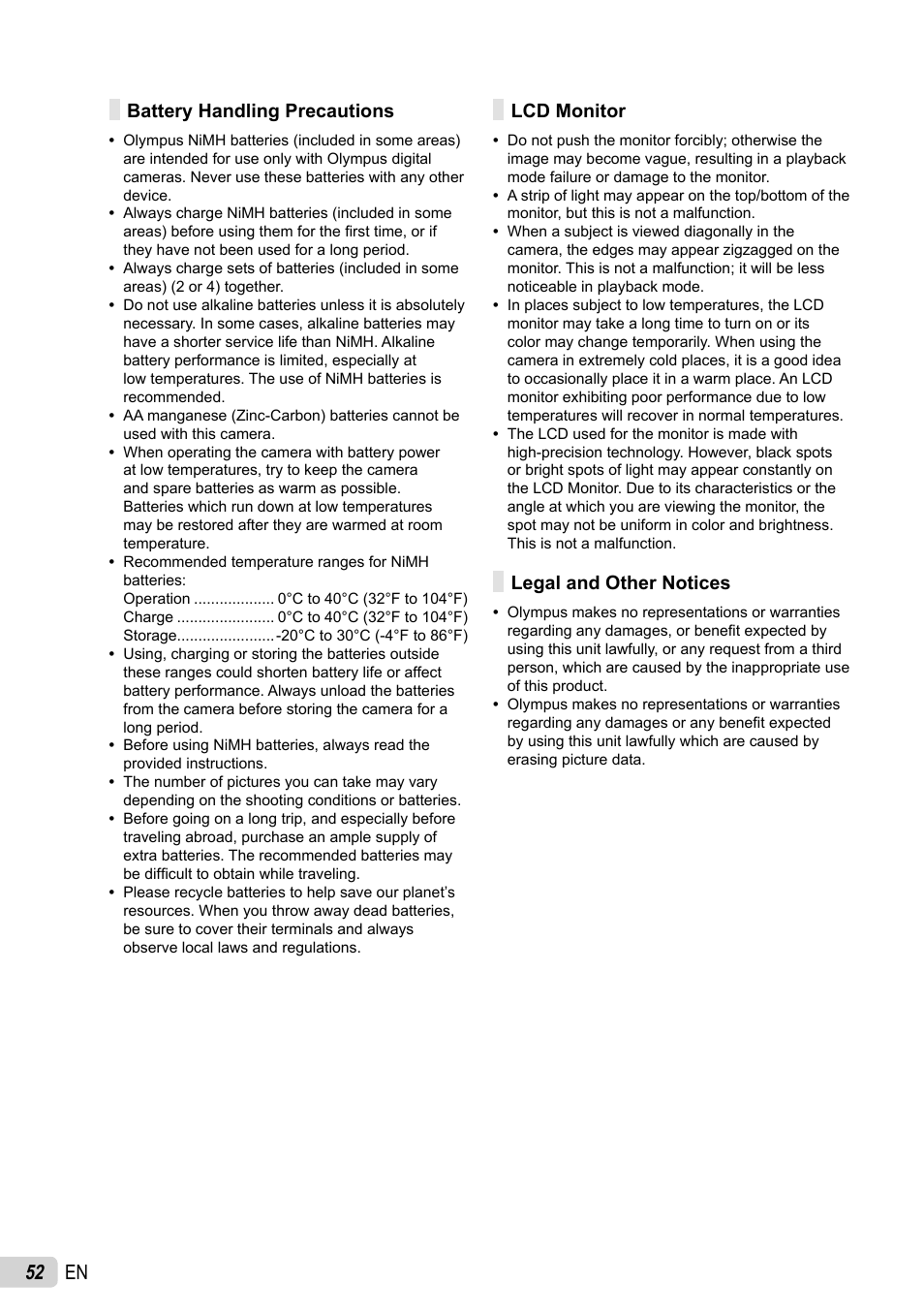 52 en | Olympus X-43 User Manual | Page 52 / 59