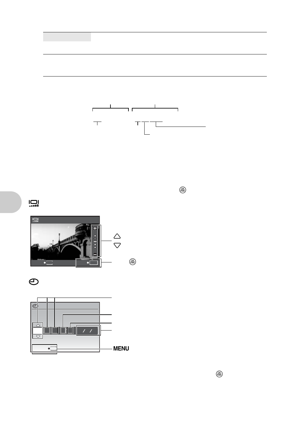 Resetting the file names of pictures, Adjusting the image processing function, Adjusting the monitor brightness | Setting the date and time, P.54, Menu ope rati ons | Olympus SP-570 UZ User Manual | Page 54 / 96