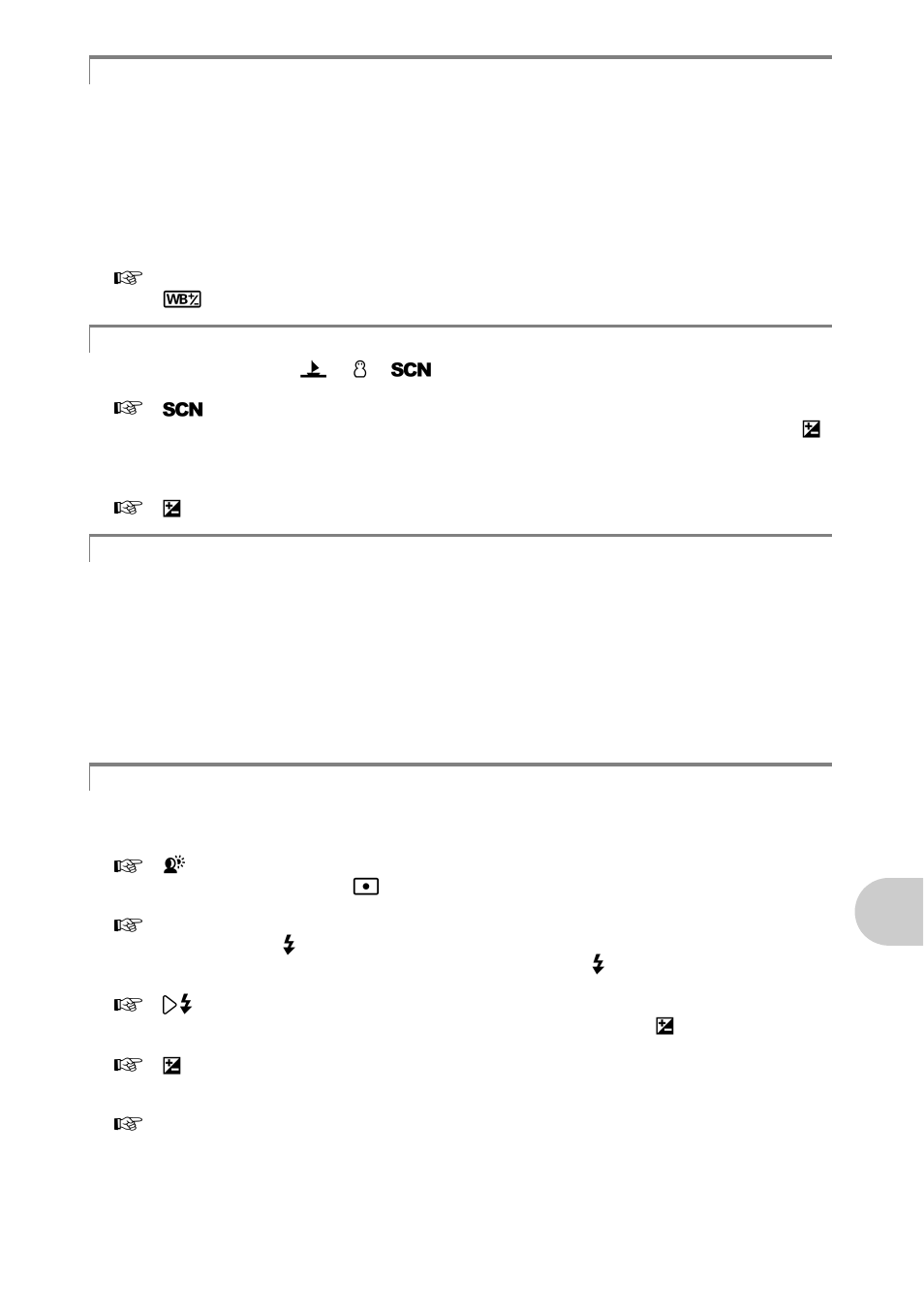 Taking pictures with the correct color, Taking pictures of a white beach or snow scene, Misalignment of panoramic pictures | Taking pictures of a subject against backlight, Gett ing to kn ow yo ur ca mera bet te r | Olympus SP-570 UZ User Manual | Page 71 / 96