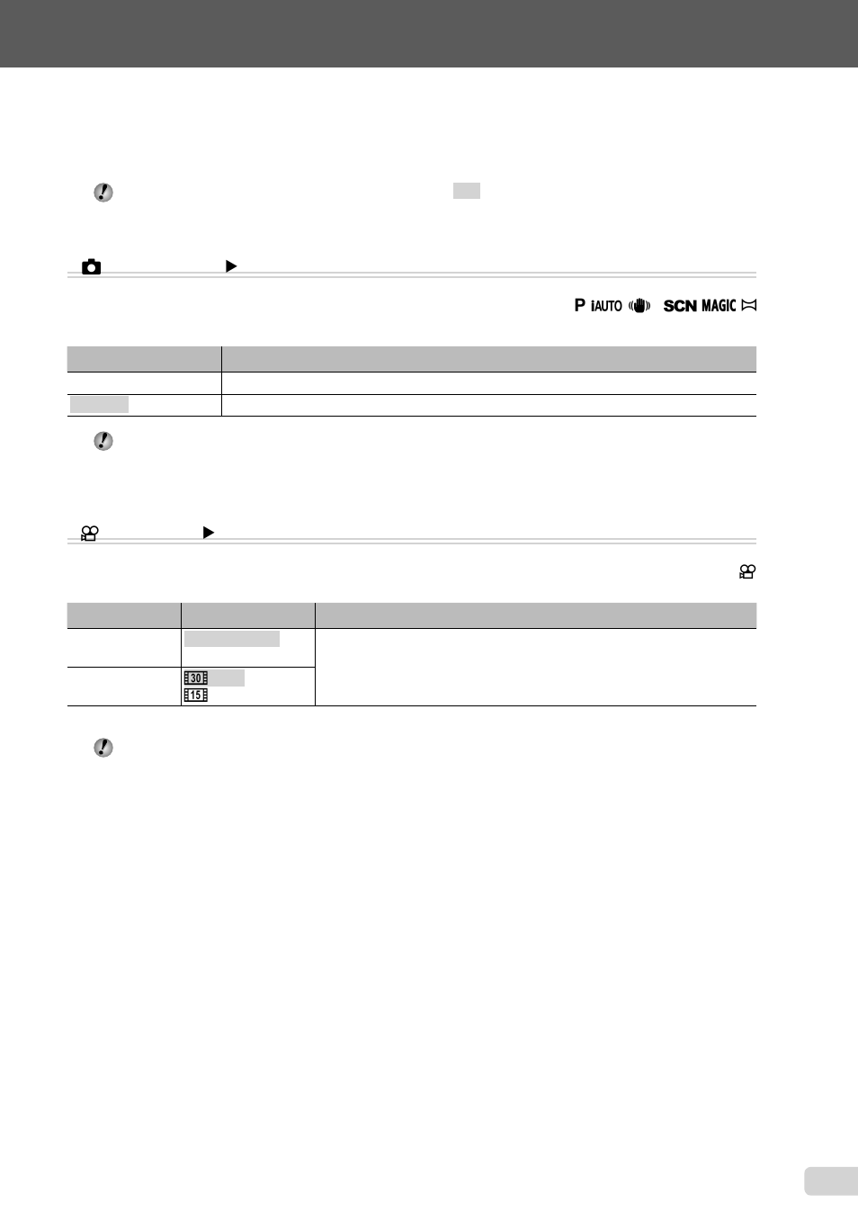 Menus for shooting functions, 27 en | Olympus X-960 User Manual | Page 27 / 61