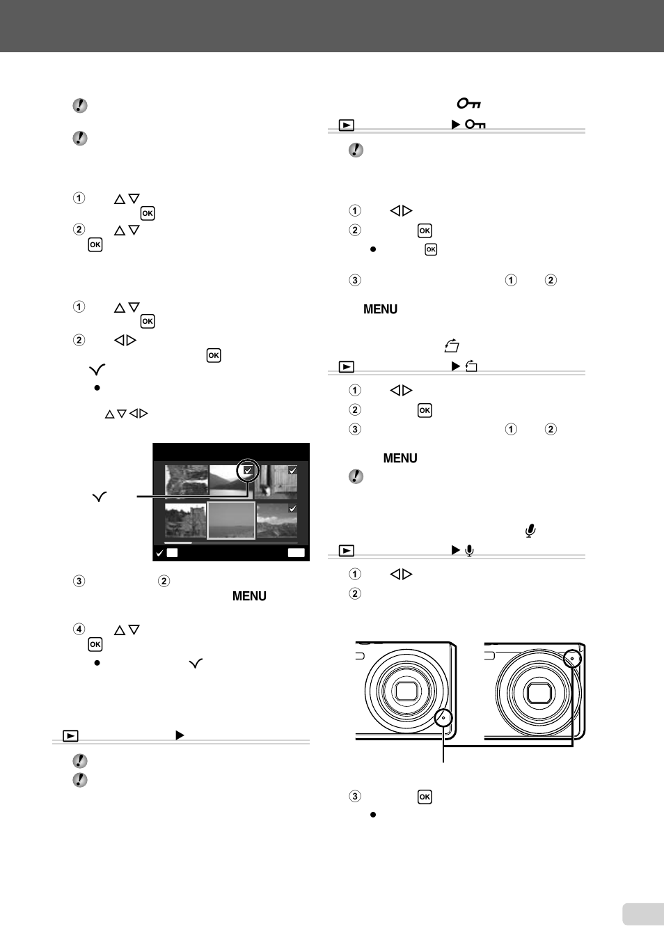 31 en, Protecting images [ 0, Rotating images [ y | Adding sound to still images [ r | Olympus X-960 User Manual | Page 31 / 61
