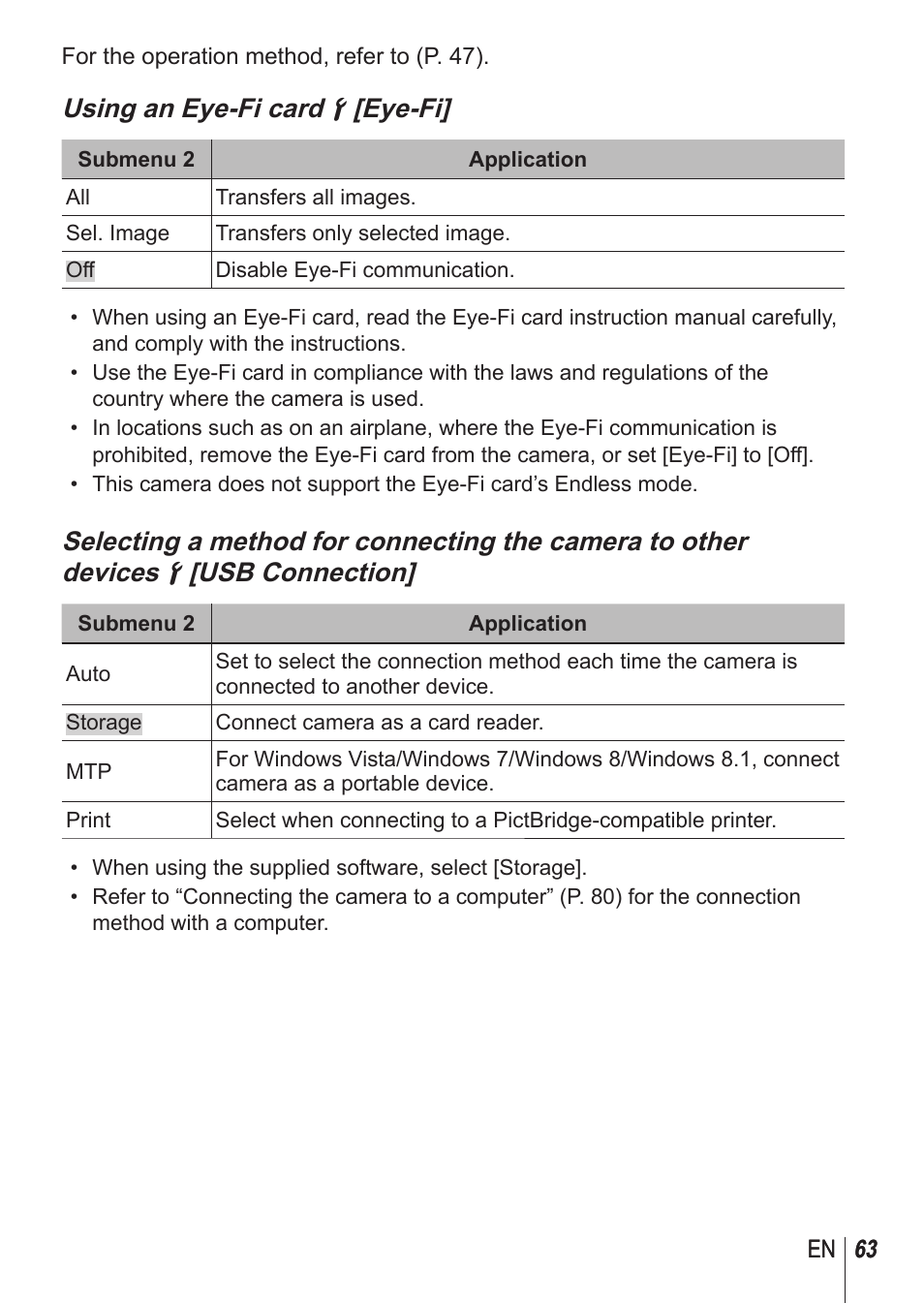 Using an eye-fi card d [eye-fi | Olympus SH1 User Manual | Page 63 / 113