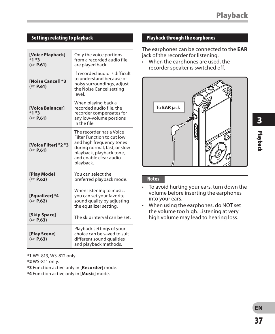 Playback, En pla yback | Olympus WS-811 User Manual | Page 37 / 95