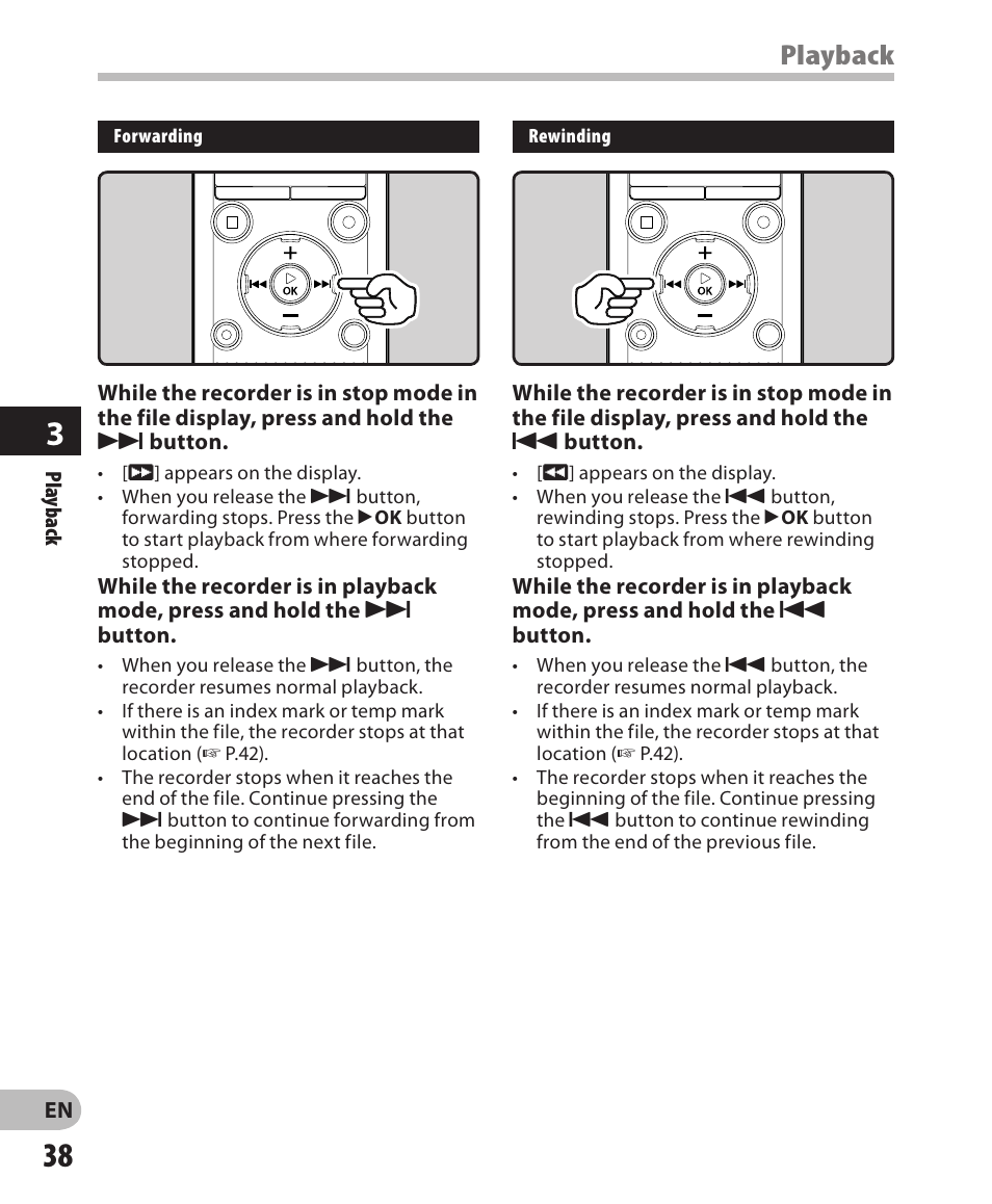 Playback | Olympus WS-811 User Manual | Page 38 / 95