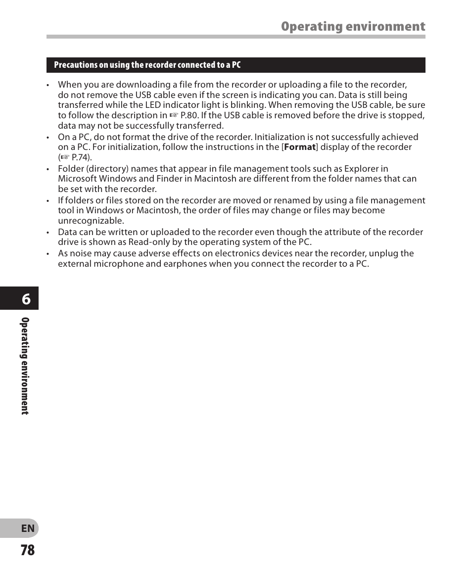 Operating environment | Olympus WS-811 User Manual | Page 78 / 95