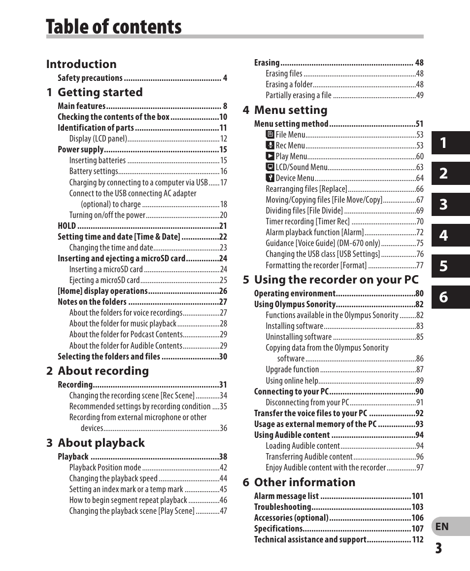 Olympus DM-650 User Manual | Page 3 / 113