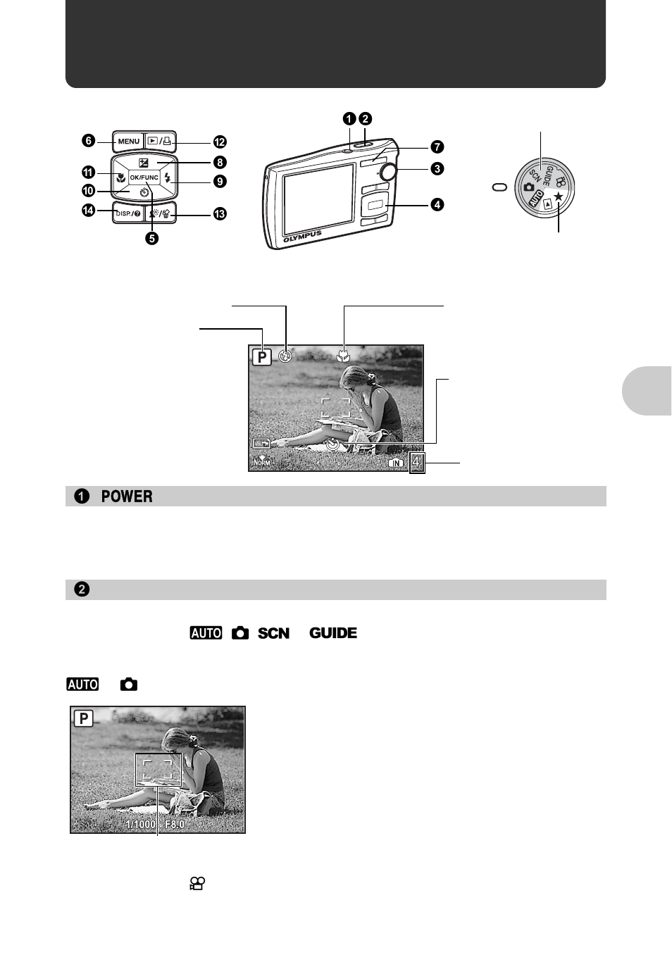Button operations, Turning the camera on and off, Shutter button shooting pictures | P.11, 11 button operations, But ton op erat ion s | Olympus 840 User Manual | Page 11 / 79
