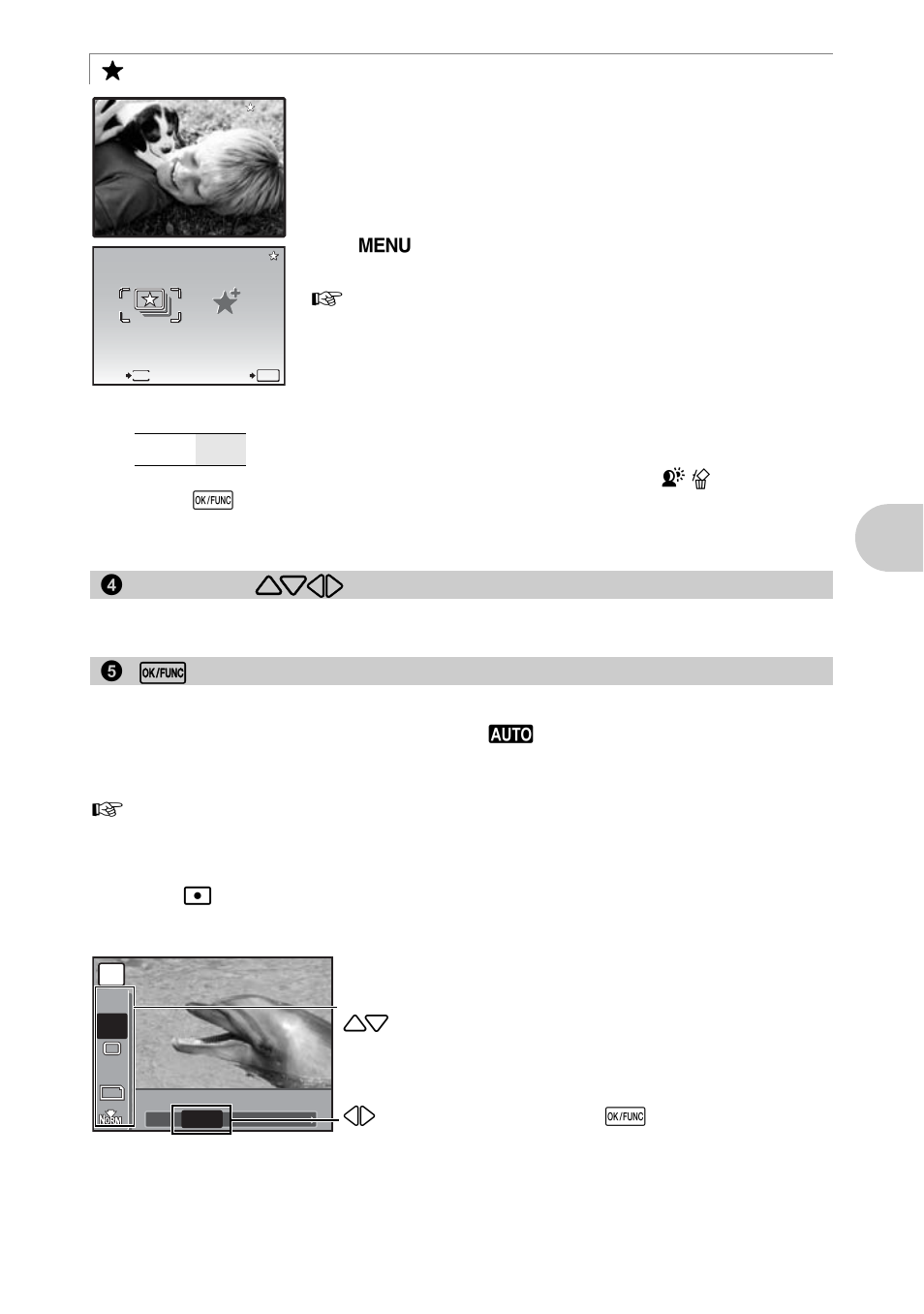 Viewing “my favorite, Arrow pad, Ok/func button | But ton op erat ion s, Erasing pictures from “my favorite, The functions you can set with the function menu, P viewing “my favorite | Olympus 840 User Manual | Page 15 / 79