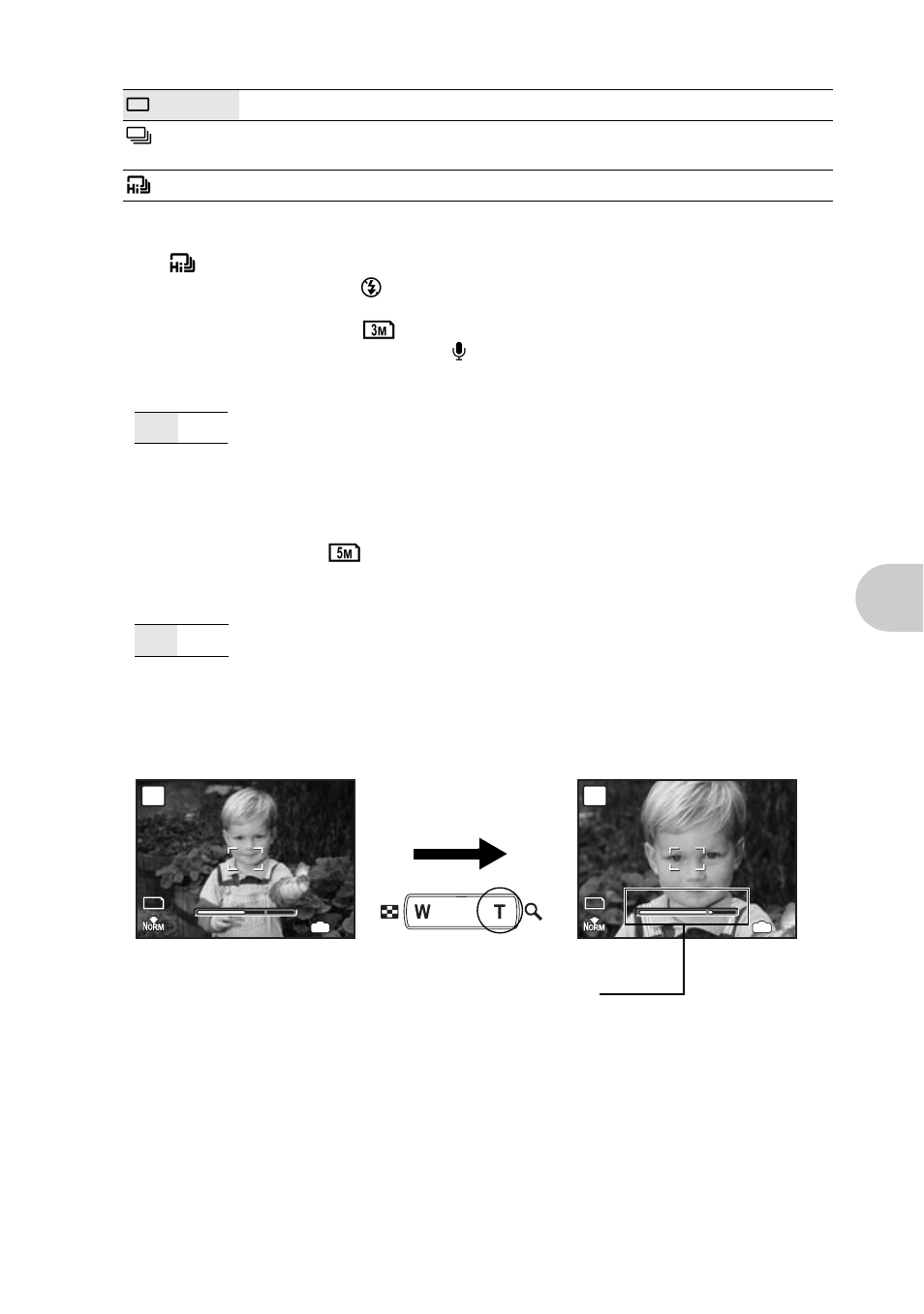 Using sequential (continuous) shooting, Zooming in on your subject, P.27 | Men u operat ions, Drive, Fine zoom, Digital zoom | Olympus 840 User Manual | Page 27 / 79