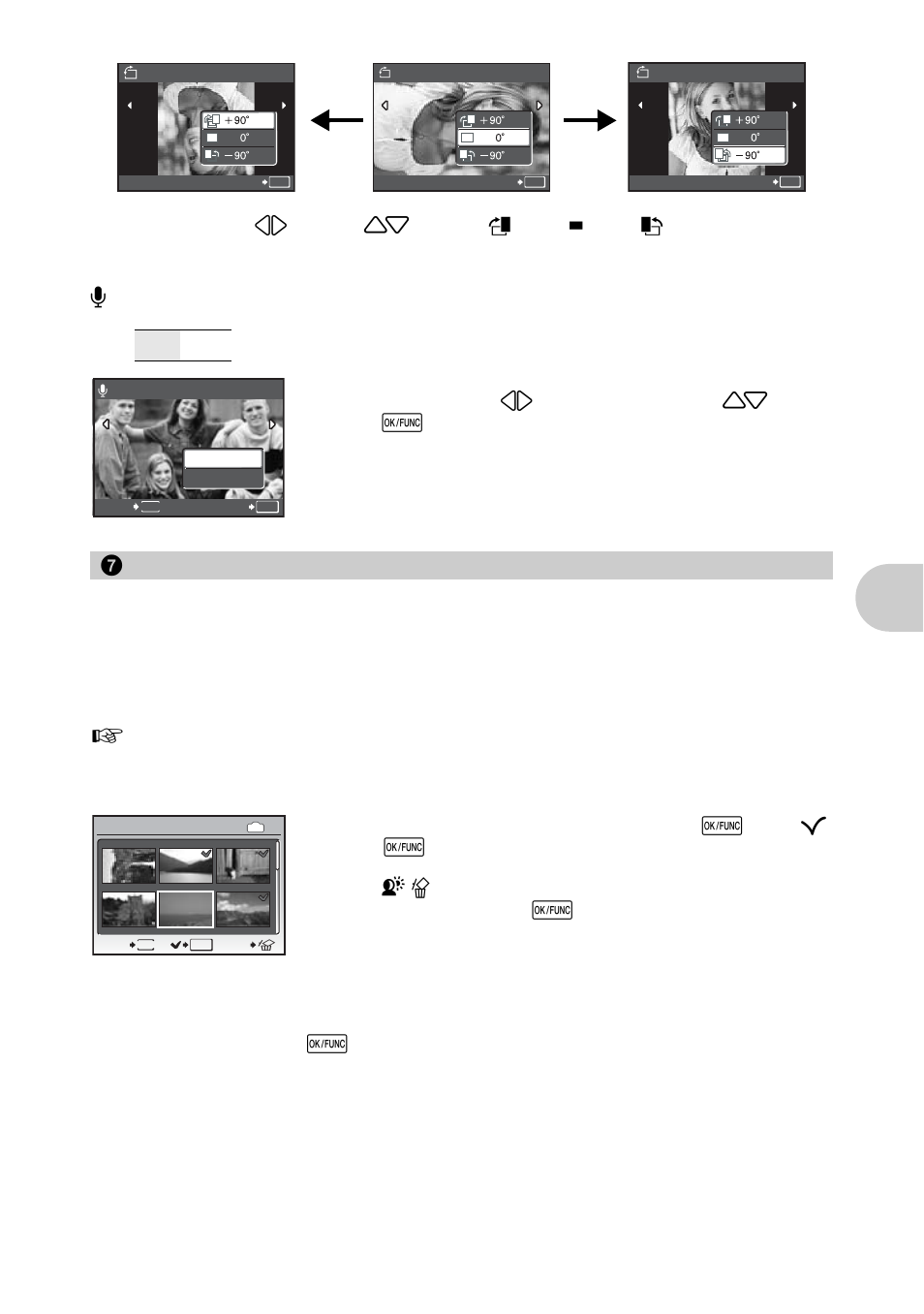 Adding sound to still pictures, Erase selected pictures/erase all pictures, Erase by selecting the single-frame | Men u operat ions, 7 erase, Sel. image, All erase | Olympus 840 User Manual | Page 33 / 79